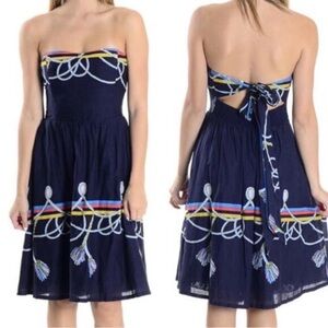 Anthropologie x Wakana Koike Roped In Nautical Strapless Summer Fit Flare Dress